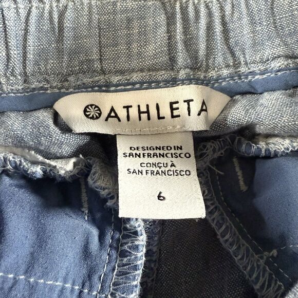 Athleta Cabo Linen Jogger size 6 drawstring elastic leg bottoms 100% Linen - Picture 4 of 8